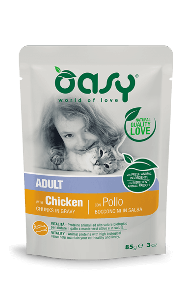 Oasy Bocconcini in Salsa con Pollo 85g - Cibo Umido per Gatti