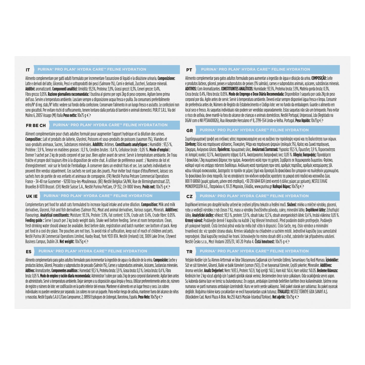 Alimento liquido Purina Pro Plan Hydra Care Salmone 10x75 g per gatti adulti