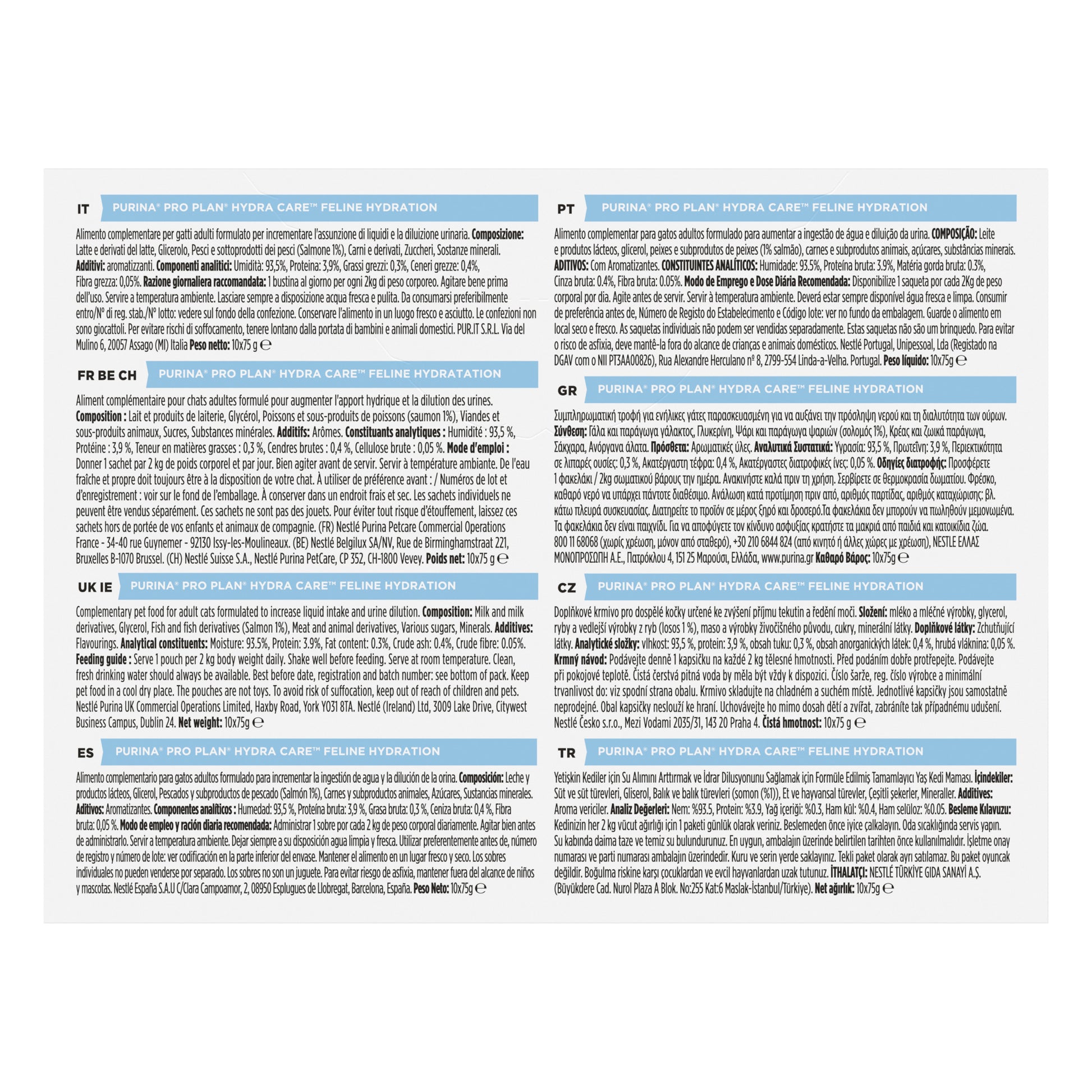 Alimento liquido Purina Pro Plan Hydra Care Salmone 10x75 g per gatti adulti