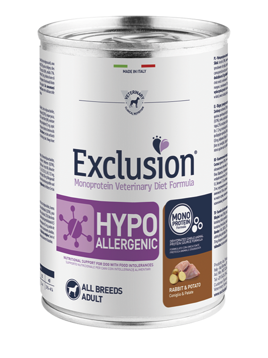 Exclusion Diet Hypoallergenic Coniglio e Patata 400gr Alimento umido per Cani