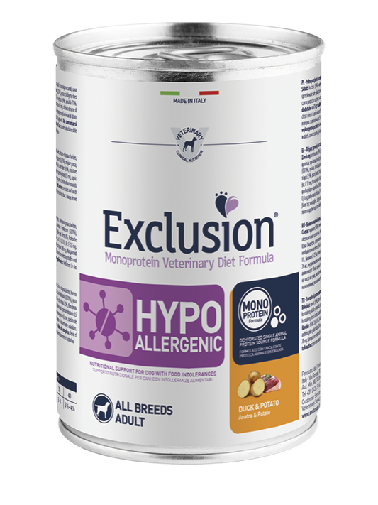 Exclusion dog diet hypoallergenic duck & potato all breeds 200 gr