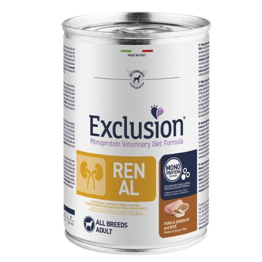Exclusion Renal Maiale e Sorgo 400g - Cibo Umido per Cani