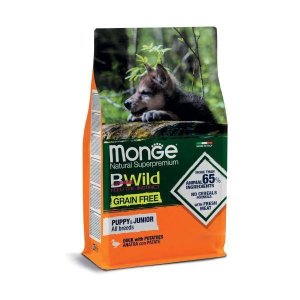 Monge BWild Grain Free Puppy Junior Anatra con Patate 12 kg