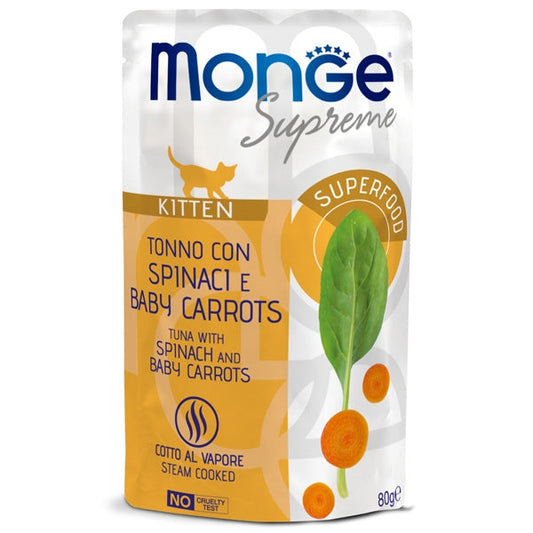 Monge Supreme Kitten Tonno con Spinaci 80gr Alimento umido per Gatti