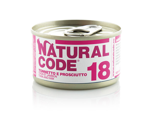 Natural Code 18 Tonnetto e Prosciutto Umido Gatto 85 Gr