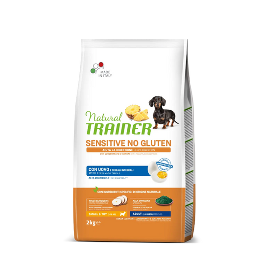 Natural Trainer Sensitive Adult No Gluten Uova e Cereali Integrali Secco Cane Mini 2 Kg