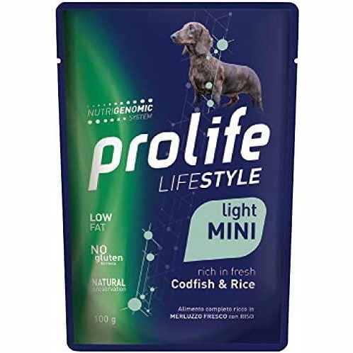 Prolife Light Medium/Large Merluzzo&Riso 100gr Alimento umido per Cani
