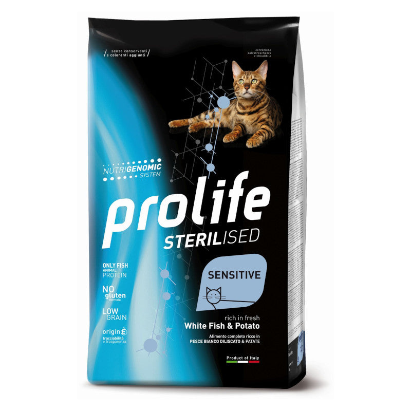 Prolife Sterilised Grain Free Pesce Bianco&Patate 7 kg Crocchette per Gatti